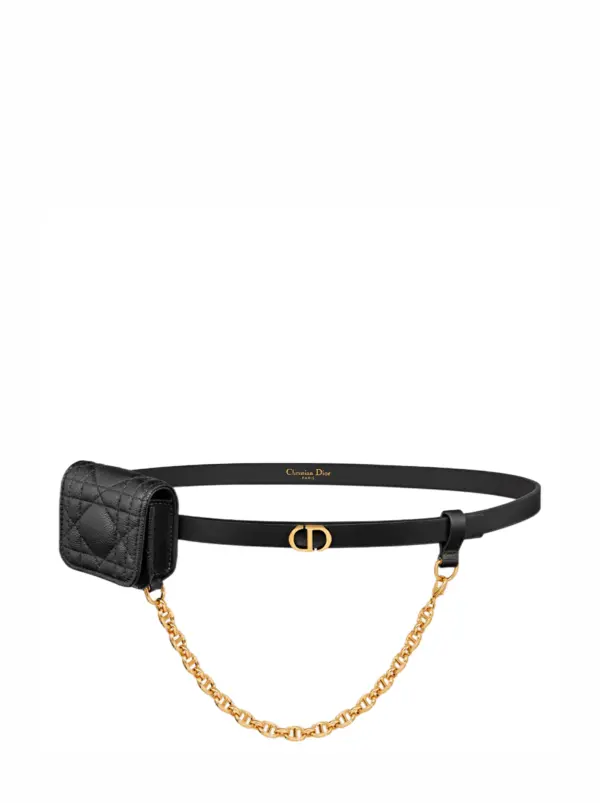 Caro Pouch Leather Belt Black