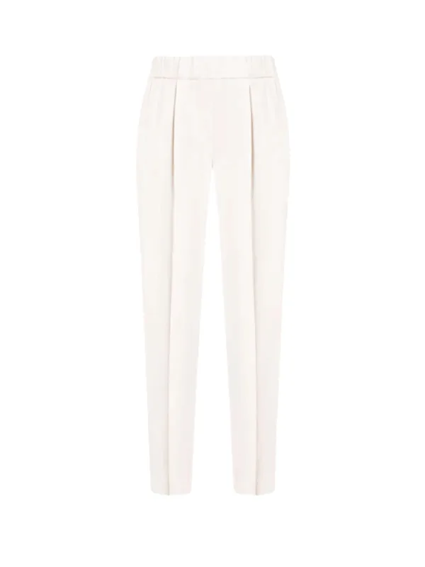 Beige Silk Trousers