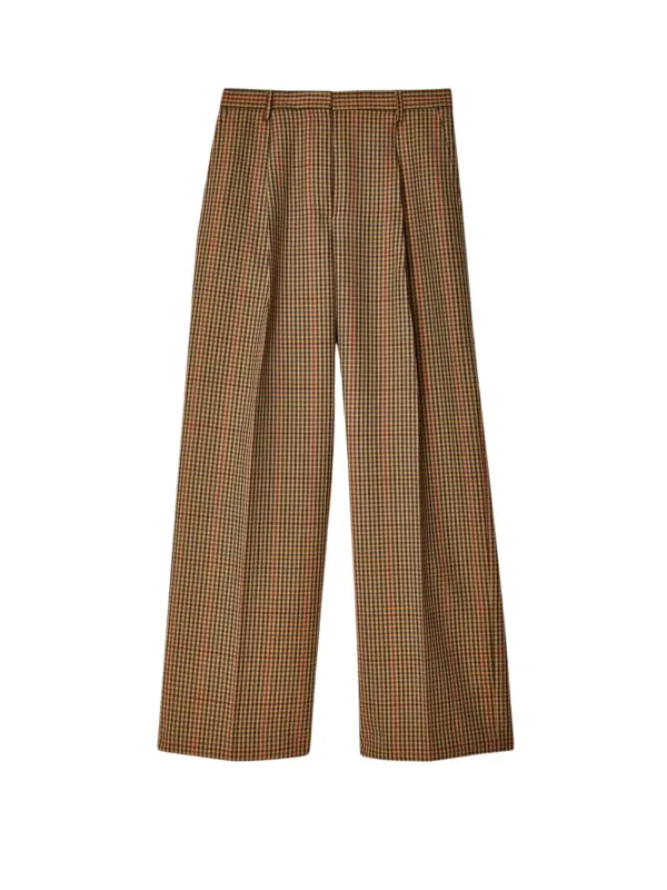 Straight Leg Check Trousers