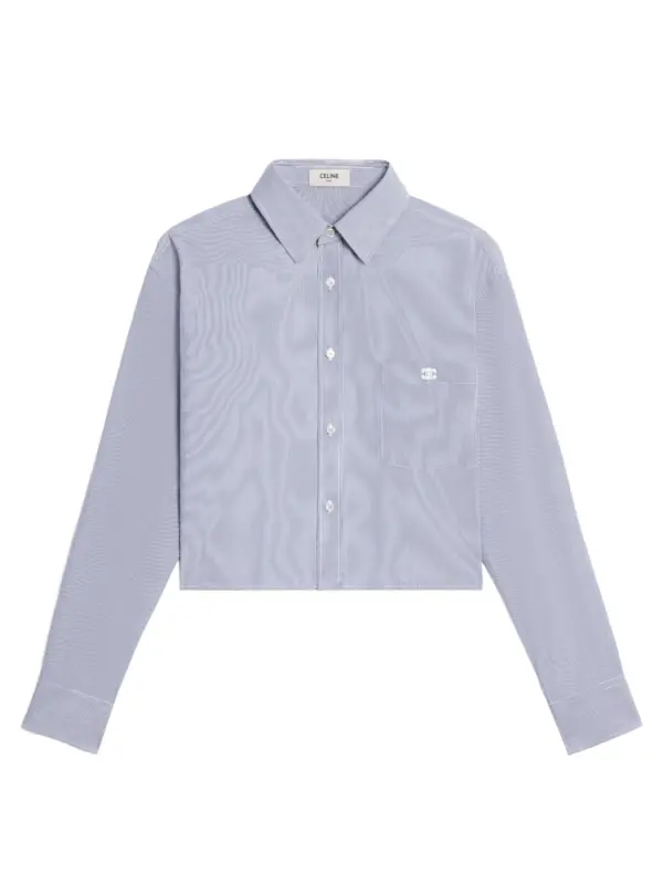 Cropped Shirt In Striped Cotton and Silk