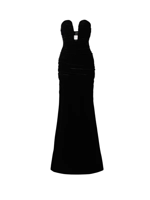 Strapless Ruched Velvet Gown