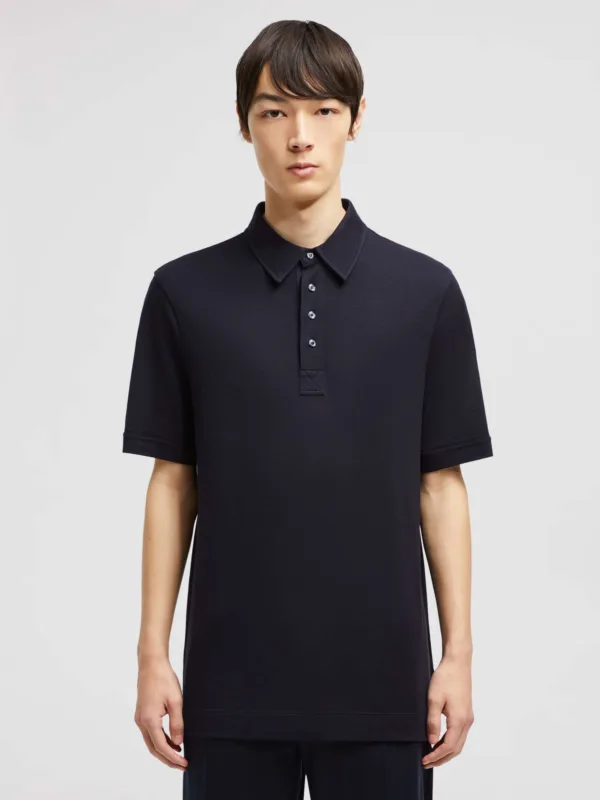 Navy Cotton Polo Shirt - Image 2