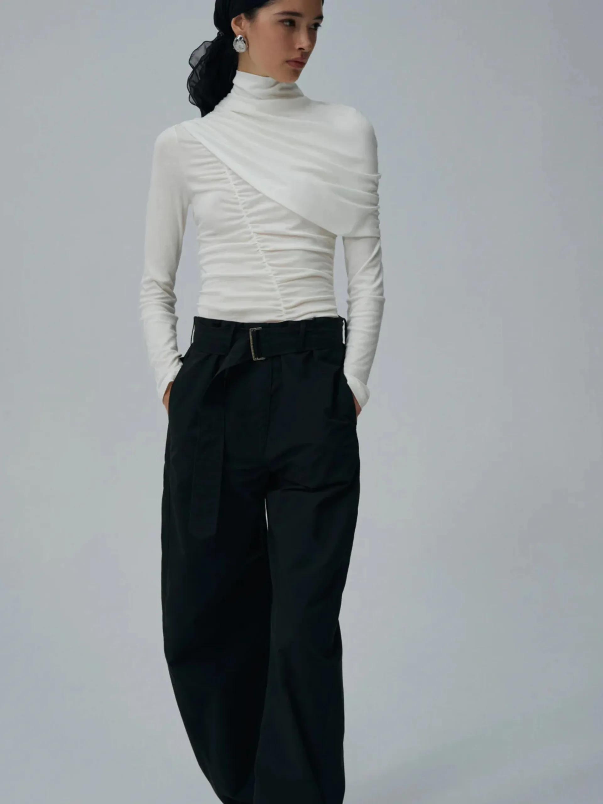 Draped High Neck Blouse - Image 3