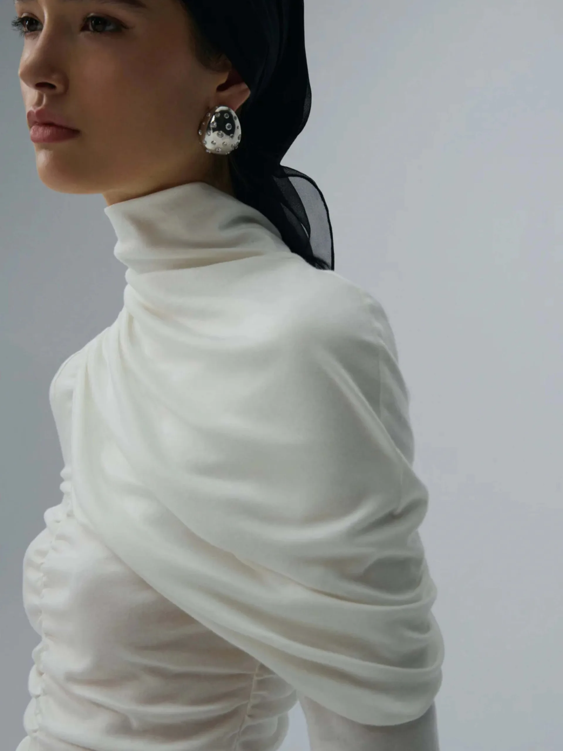 Draped High Neck Blouse - Image 4