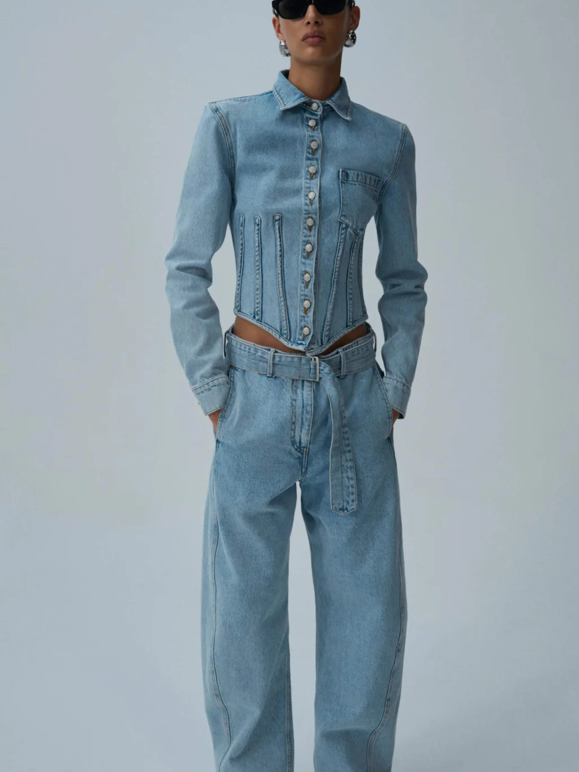 Belted Loose Leg Jeans - Image 3