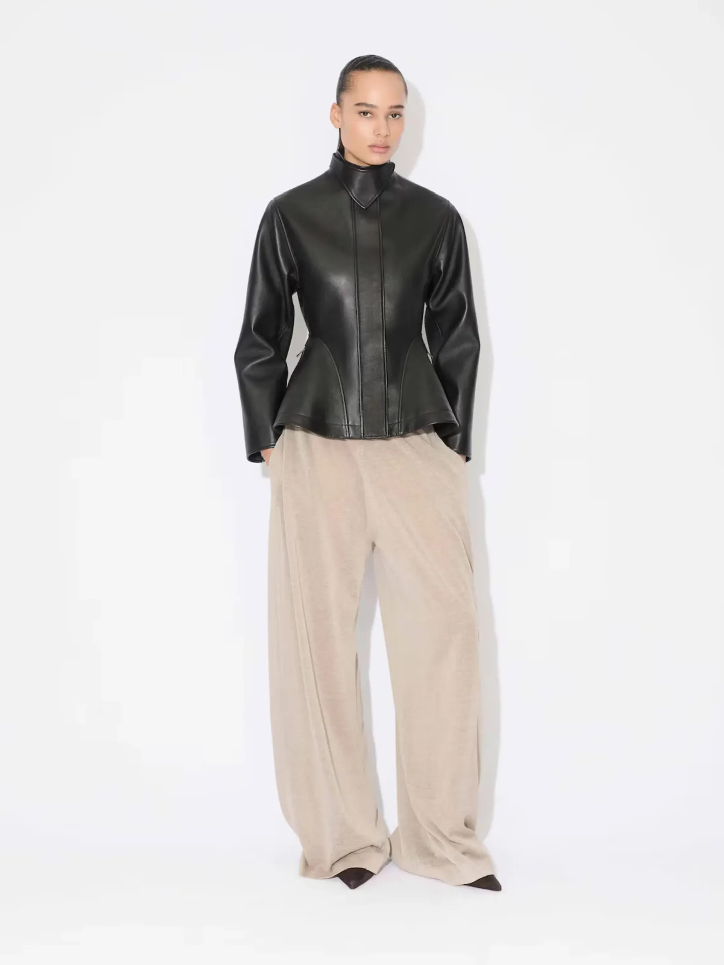 Peplum Leather Jacket - Image 3