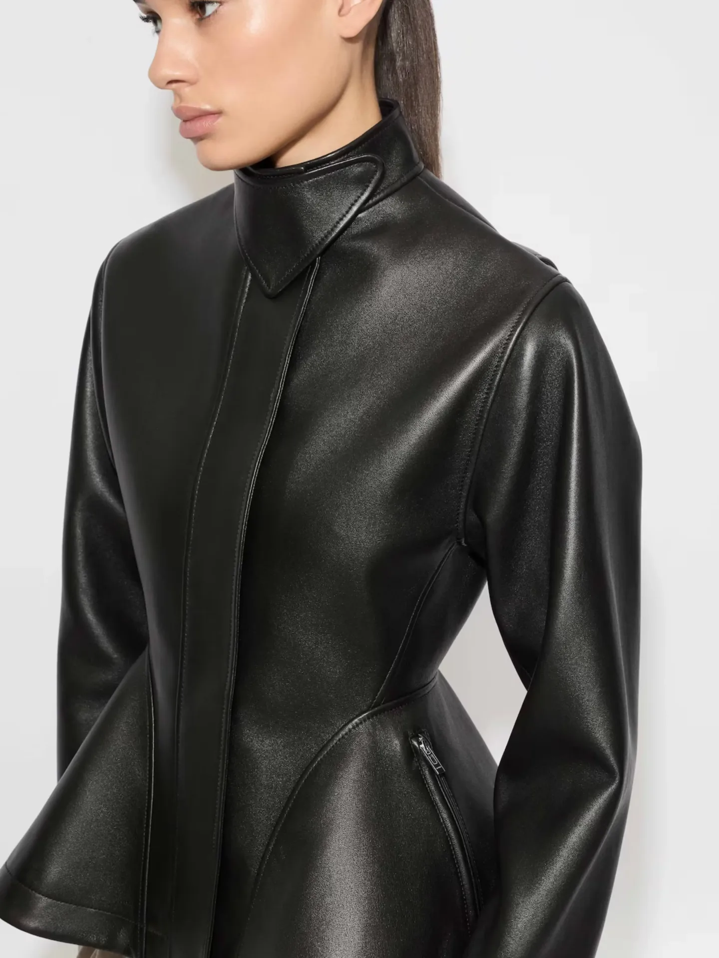 Peplum Leather Jacket - Image 4