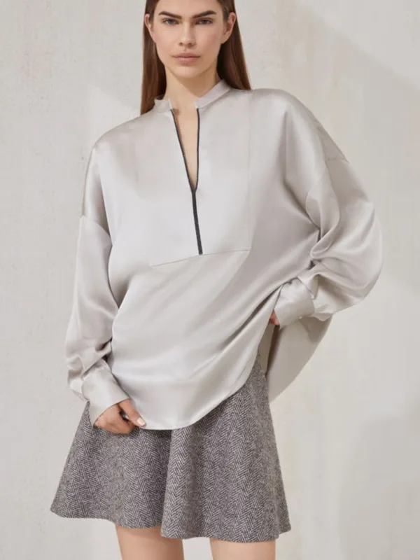 Blouse with Shiny Plastron - Image 2