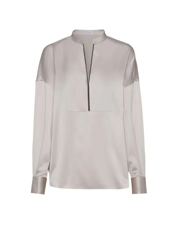 Blouse with Shiny Plastron