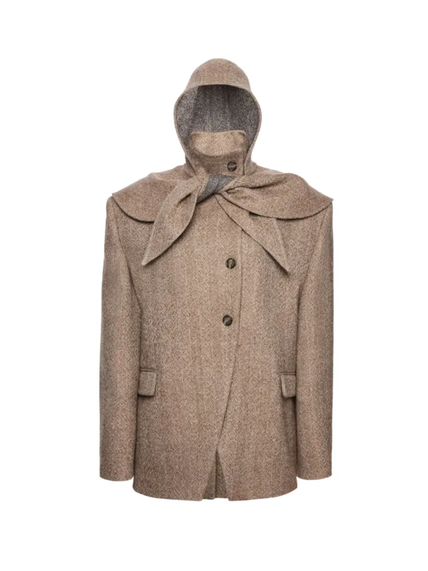 Wool Cape Hooded Blazer