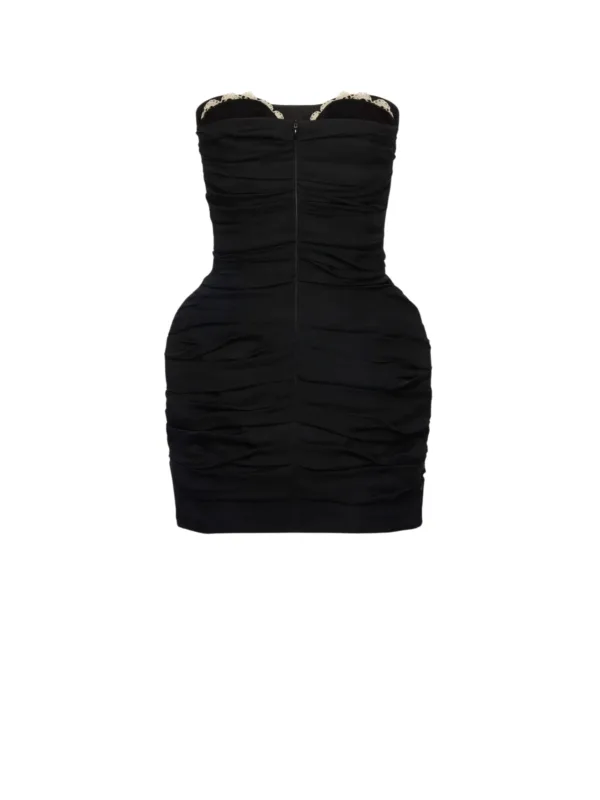 Strapless Ruched Silk Mini Dress - Image 2