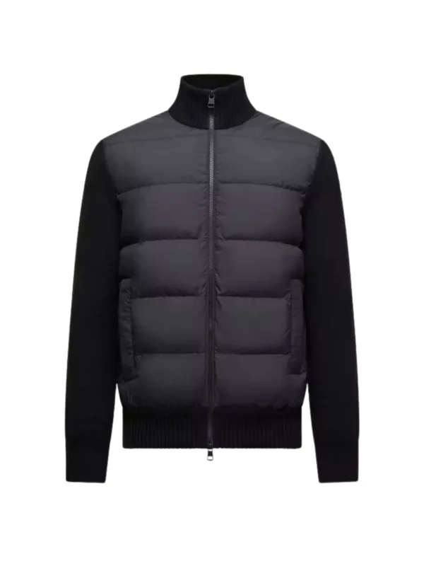 Padded Wool Zip-Up Cardigan