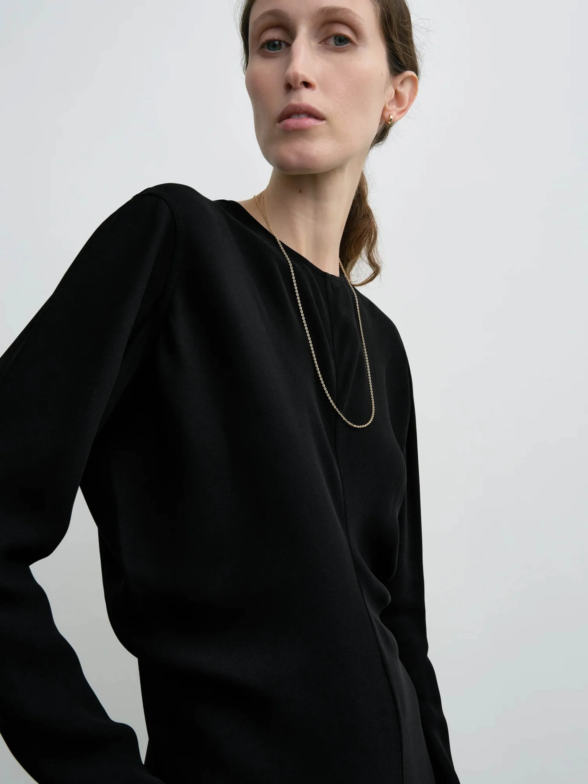 Long-Sleeve Slouch Waist Dress - Image 4