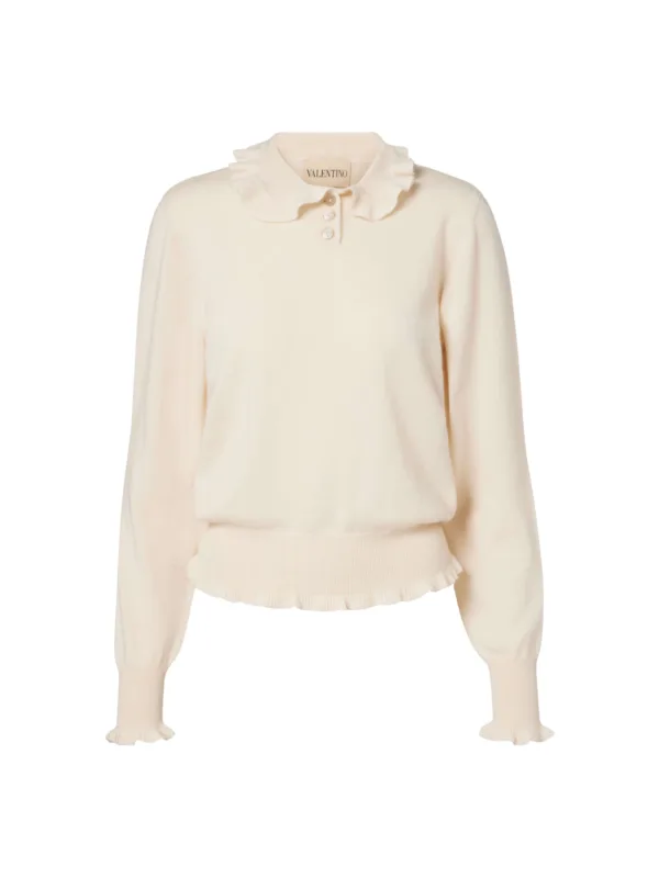 Ruffled Polo Sweater